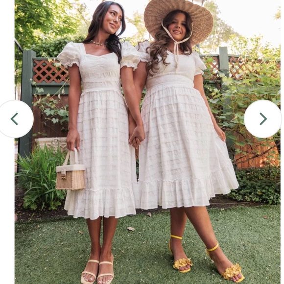 JessaKae Dresses & Skirts - JESSAKAE Annalise Dress white Lacey flower pattern embroidery ruffled sundress L